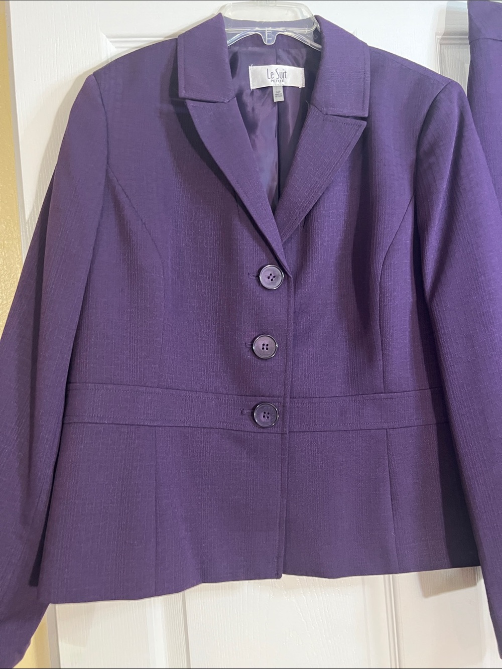 Le Suit Women's Deep Purple Two-Piece Blazer and Skirt Set - Picture 2 of 5